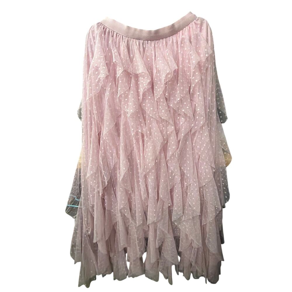 Fairy Coquette Tiered Tulle Maxi Skirt Ruffle Layers Dusty Rose Romantic XL - Picture 3 of 4